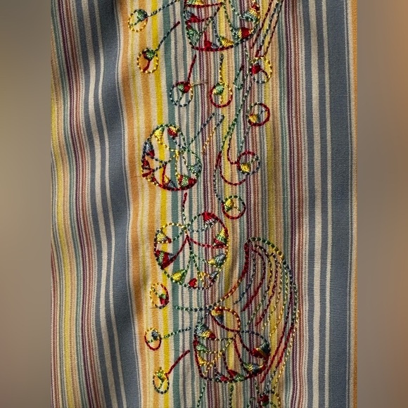 BUGATCHI UOMO XL Pastel Stripe Decorative Vertical Embroidery Spread Collar NICE - Picture 3 of 15